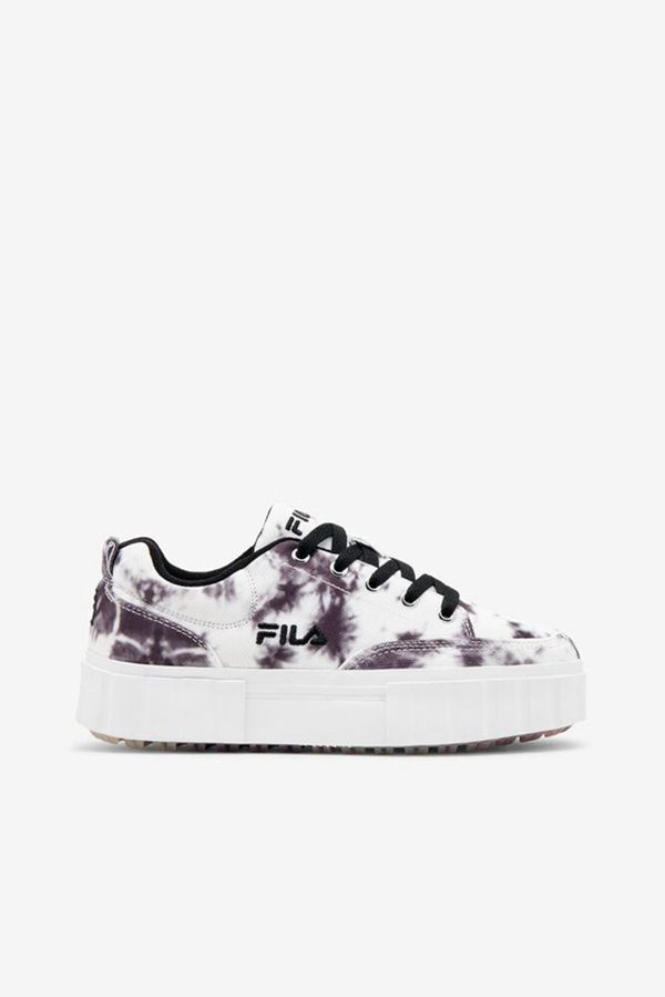 Fila Sandblast Low Dark Tie Dye Women's Sneakers - Black/White,NZ 164-19420